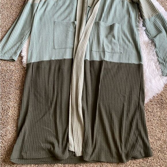 Three Bird Nest Waffle Knit Cardigan Open Front Womens Size XL - Picture 4 of 7